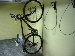 Wall Mount Bike Brackets installed on W 76th St NYC. Free bike room layouts. 