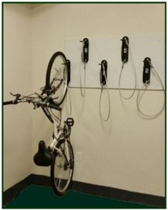 Wall mount bike brackets Pittsburgh allows bikes to be spaced just 12″ apart. User friendly. Free bike room layouts. Free delivery. Professional installations. Call (888)963-5355 or email Sales@BikeRoomSolutions.com 