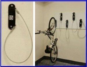 Wall Mount Bike Hooks installed in Fort Lauderdale. Allows bikes to be stored just 12" apart. Easy to use by all. Free bike room layouts, Free delivery and lifetime warranty. Sales@BikeRoomSolutions.com
