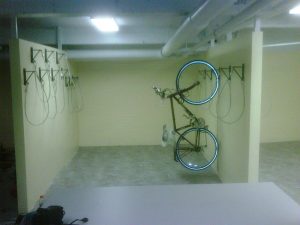 When space allows, Adding a prefab bike wall increases the bike room capacity. Free bike room layouts. Sales@BikeRoomSolutions.com